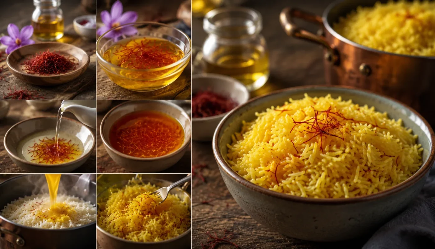 Riz au safran en filaments : comment je l'infuse pour obtenir la couleur dorée et le goût prononcé