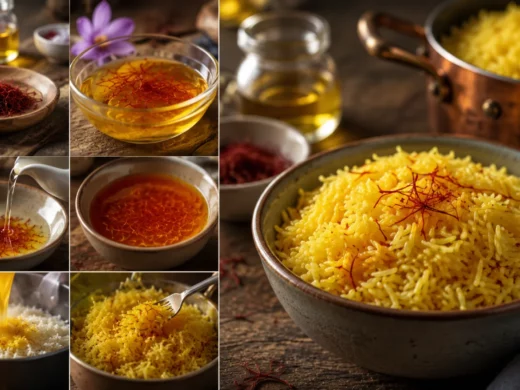 Riz au safran en filaments : comment je l&rsquo;infuse pour obtenir la couleur dorée et le goût prononcé