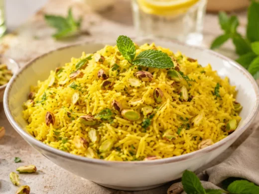 Riz pilaf safrané à la menthe et aux pistaches : la recette légère que je fais tout l&rsquo;été