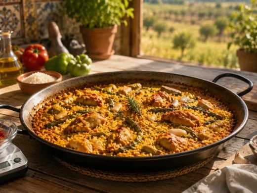 Paella valenciana au safran : les proportions exactes de filaments et la cuisson du riz que j&rsquo;utilise
