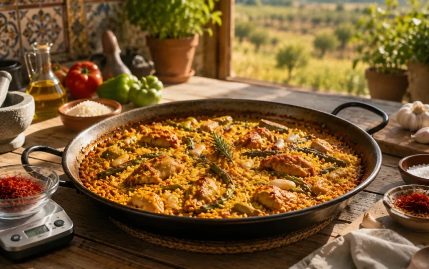 Paella valenciana au safran : les proportions exactes de filaments et la cuisson du riz que j'utilise
